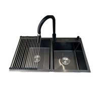 El Rey Tarja! Tarja Doble, Monomando retráctil, escurridor, dispensador de jabón y kit de instalación