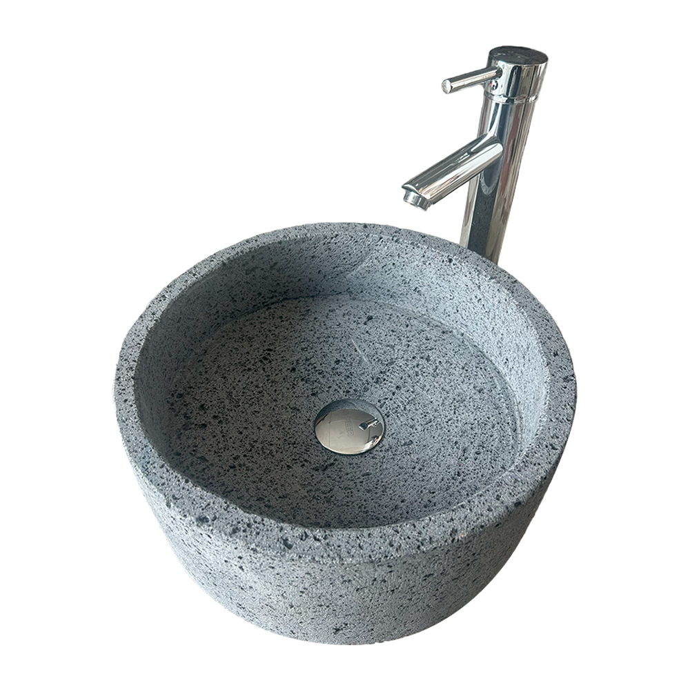 Kit Lavabo Cilíndrico En Piedra Volcánica, Incluye Lavabo, Monomando, Contra Cansta y Kit de Instalación 13