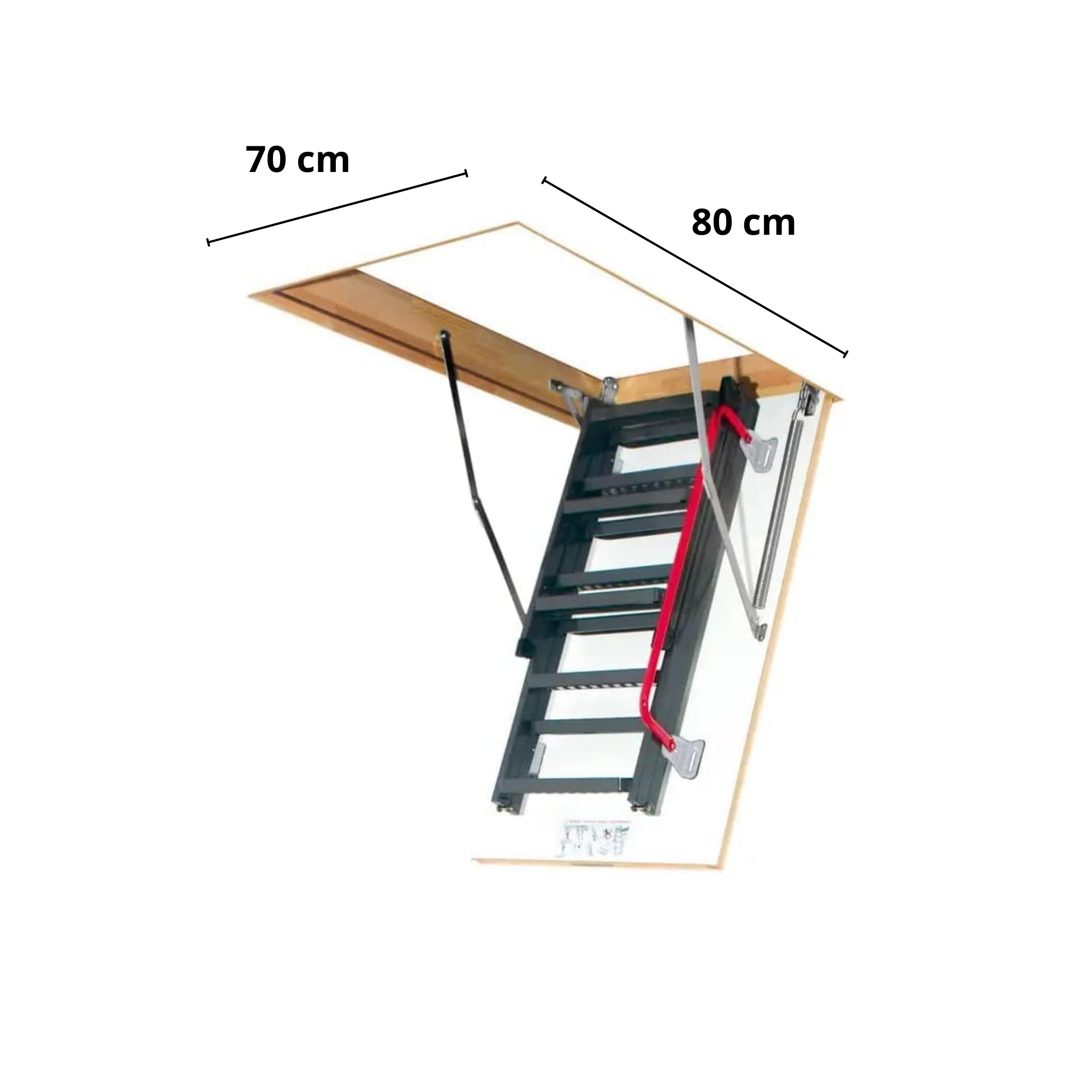 Escaleras Plegables de tipo Tijera para hueco de 70x80cm con una altura de 280cm 2