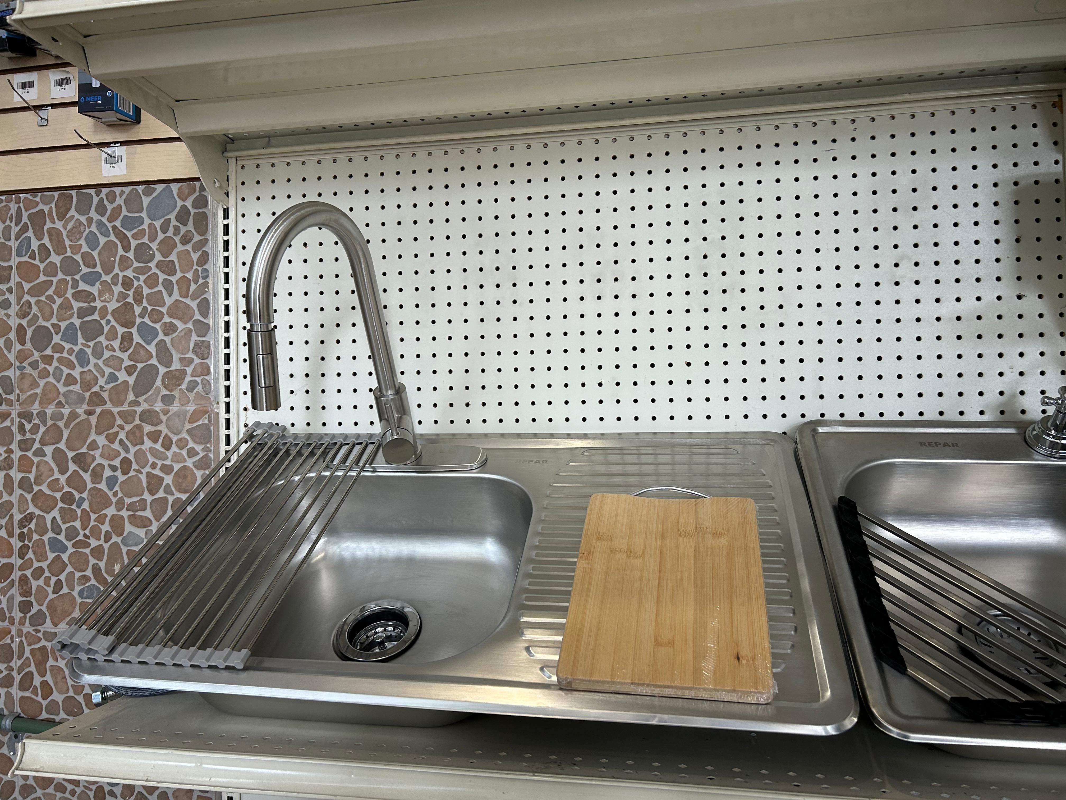 KIT DUO MINI para Cocina! KIT completo de tarja con monomando y accesorios y parrila con campana 2