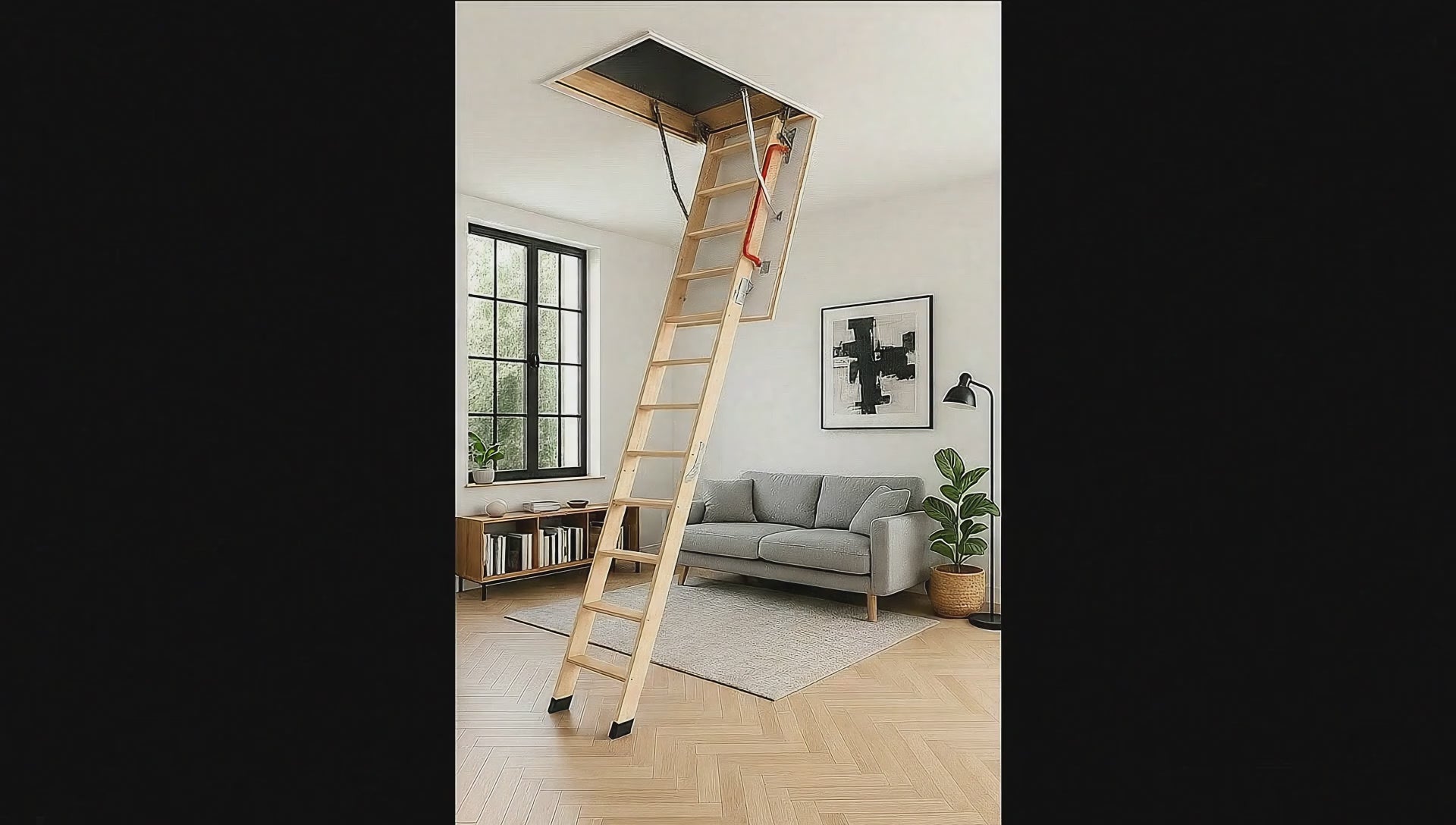 Escalera para Ático de 3 tramos para Hueco de 60x120cm y con Altura Máxima de 280cm