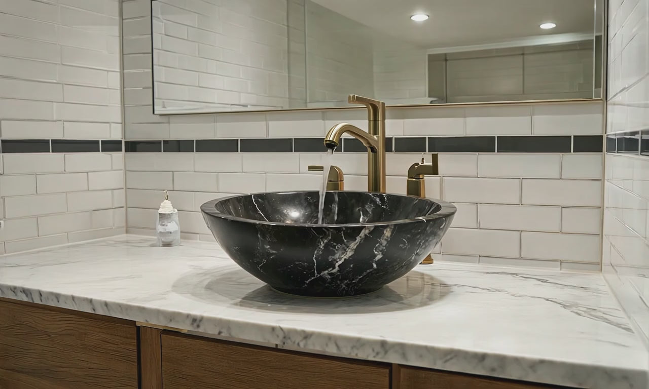 Lavabo Rendondo de Mármol Negro, 40cm de Diámetro! Córrele que está volando 4